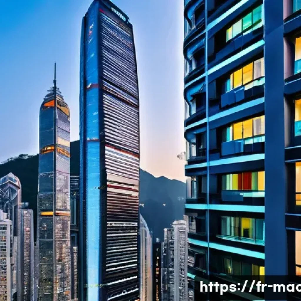 홍콩과 마카오 생활비 비교 - A detailed urban scene showcasing the luxury and compactness of apartments in Central Hong Kong: tow...