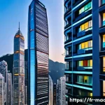홍콩과 마카오 생활비 비교 - A detailed urban scene showcasing the luxury and compactness of apartments in Central Hong Kong: tow...